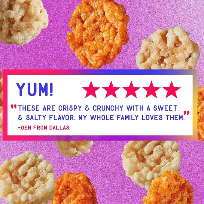 Wowza Sweet Maui Onion Crunchy Rice Crisps | Gluten Free, Non-GMO, 8 Pack | Sweet & savory flavor, Healthy chip alternative, Kid-friendly, 3.5 oz bags, No artificial flavors, Allergen-friendly, Umami