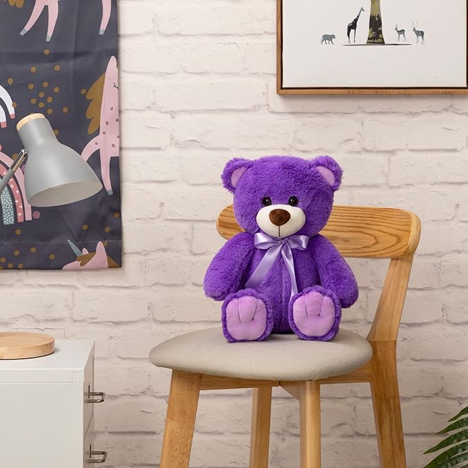 Super Color Teddy Bear Stuffed Animals Plush Toy for Children Girlfriend Family Congratulations Baby Shower Birthday Purple 14 inch