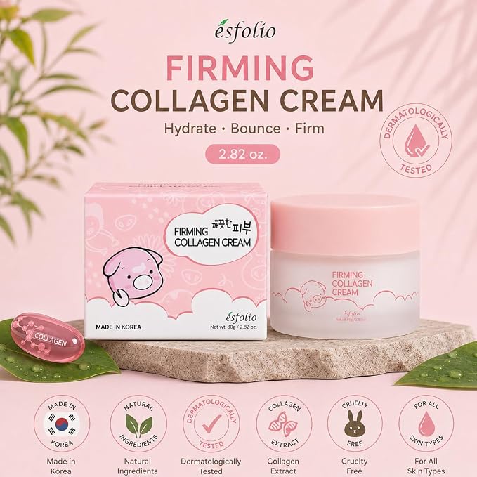esfolio made in Korea Collagen Nourishing Cream 2.82 Oz, Daily Facial Moisturizer with Collagen, Lightweight Face Cream for Soft and Comfortable Skin, Fast Absorbing Korean Skincare