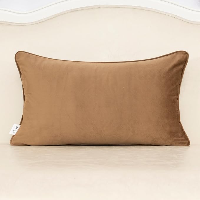 Alerfa Brown Floral Throw Pillow Cover 12 x 20 Inch Cut Velvet Rectange Luxury Decorative Lumbar Pillow Cover for Couch Living Room Bedroom