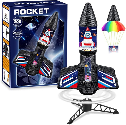 Rocket Launcher Toy Gifts for Kids - Self Launching Motorized Air Rocket with Parachute Launch Up to 200 Ft Model Rockets Outdoor Toys Birthday Gifts for Boys Kids Ages 6 7 8 9 10 11 12 3-5 5-7 8-12