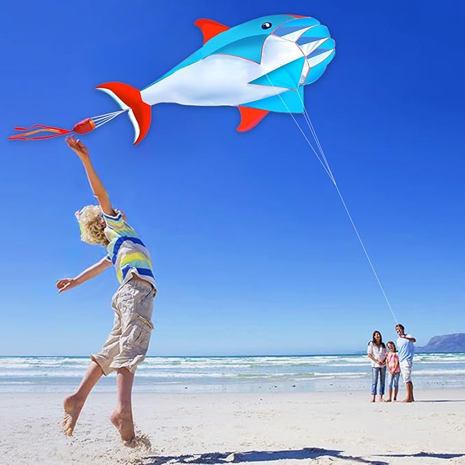 HENGDA KITE 3D Kite for Kids and Adults,Easy to Fly,Excellent Fabric and Structure Design，Huge Frameless Soft Parafoil Giant Whales Dolphins Kite