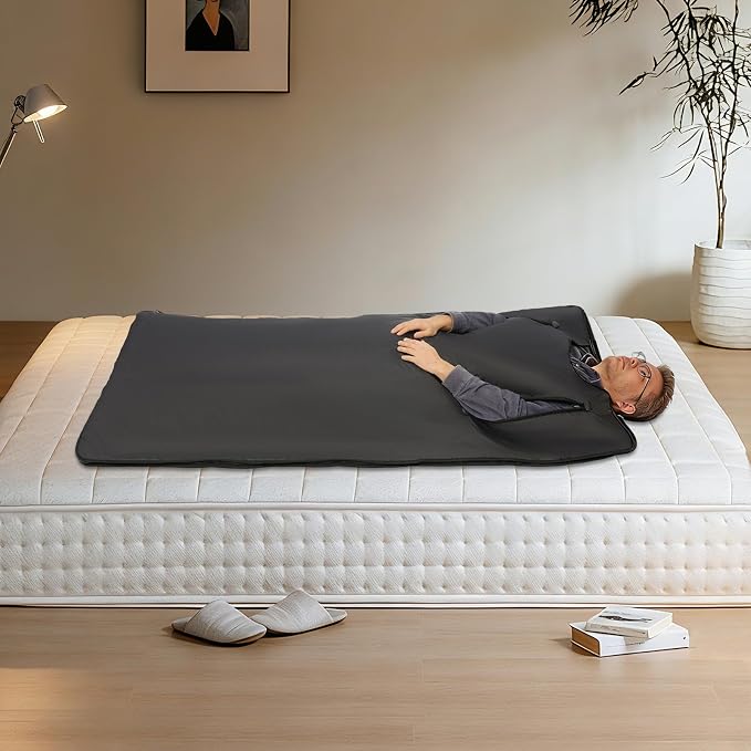 70.87 x 31.5In Portable Sauna Blanket 500W Far Infrared Sauna Blanket Foldable Sleep Bag at Home with Controller Adjustable Timer Carrying Bag for Detox Relaxation Weight Management