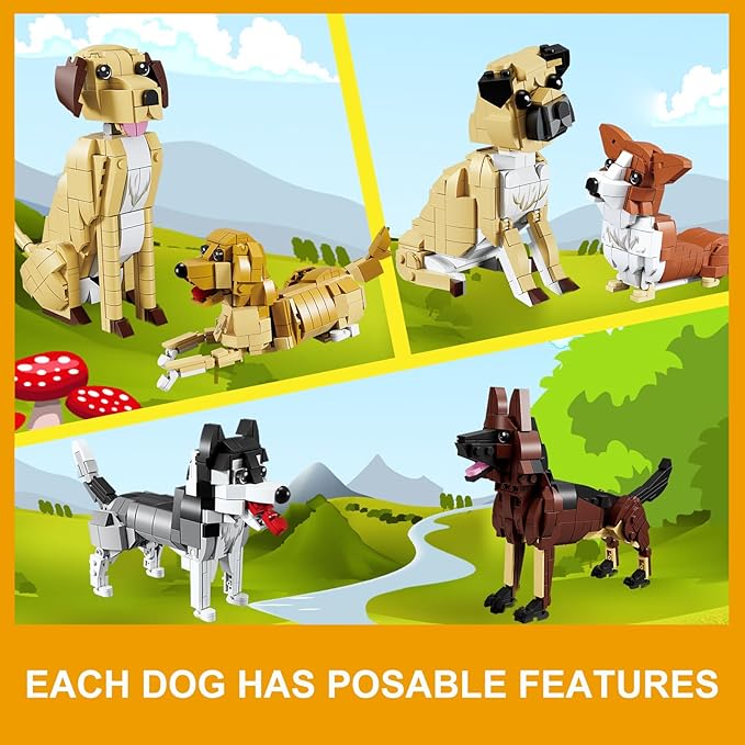 KAZI Adorable Dogs Building Toy Set,Dog Gifts for Animal-Lovers,Ideas Husky Dog,Building Set for Girls and Boys,Creative Buildable Toys for Kids 8 and Up,Party Favors,Gifts for Halloween Christmas