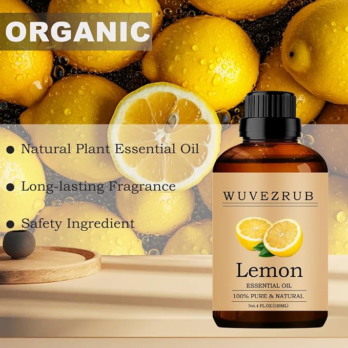 Lemon Essential Oil - 120ML Pure and Natural for Aromatherapy Diffuser - 4 Fl Oz