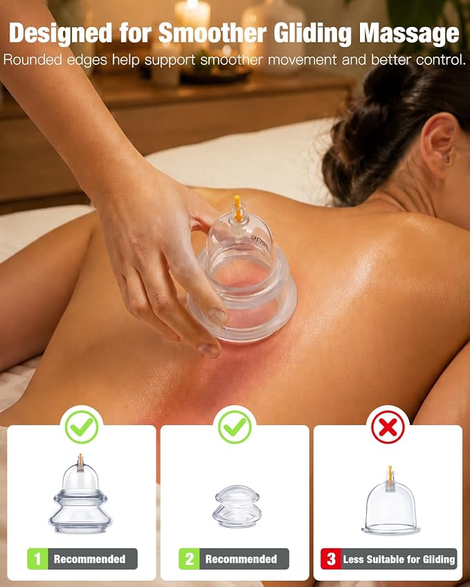 ICUPPING CUVIA Hybrid Cupping Therapy Set with Hand Pump Suction Cups | Manual cupping therapy set with hand pump and silicone suction cups for adjustable body and back massage routines