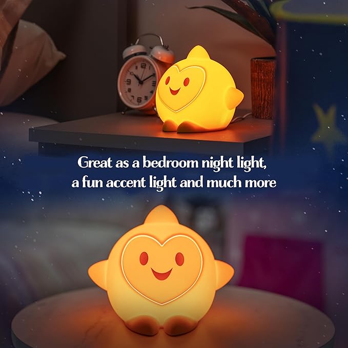 Disney Wish Squishy Light, Night Light for Kids, USB Lamp, Battery Operated, Dimmable, Star Light Ideal for Bedroom, Playroom, Living Room, 79616