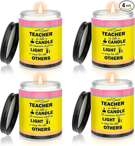 4 Pcs Teacher Appreciation Gifts Teacher Candle Pencil Designed Candles for Teacher Appreciation Week Graduation Party Favors Birthday Gifts for Women Teacher
