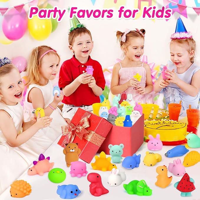 Squishies 40pcs Mochi Squishy Toys Party Favors for Kids Stocking Stuffers Mini Kawaii Squishy Treasure Box Toys for Classroom Prizes Fidget Toys Goodie Bag Christmas Easter Egg Fillers Gift for Kids