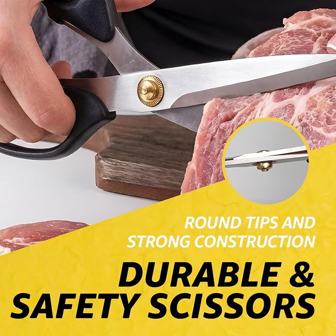 3T Stainless Blade Kitchen Scissors - 10.23in x 1Pack | Korean Barbecue Kalbi Rib Chicken Meat Cutting | Sharp Heavy Duty Multipurpose Kitchen Shears for Cutting Dishwasher Safe (GG130, Black)