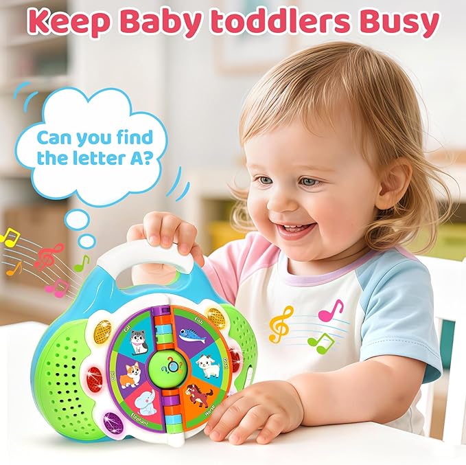 BainGesk Learning Toys for 1 2 3 Year Old Boys Girls, Alphabet Flip Toys with Sound and Light, Musical Educational Toys for Toddlers 2-3, Christmas Birthday Gift for Baby Age 12-18 Months