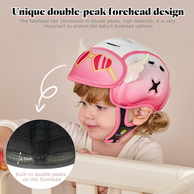 Baby Head Protector Baby Helmet for Crawling and Walking - No Bumps and Soft Safety Peak - Ultra Light and Adjustable Baby Head Protector Suitable for Babies 6-24 Months-Dreamy Angel