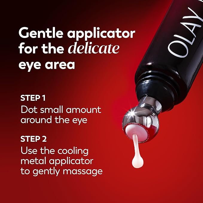 Olay Regenerist Under Eye Cream Roller, Eye Wrinkle Cream, Crows Feet & Bags Treatment, Anti-Wrinkle, Anti-Aging Serum, Fragrance-Free, Hexa-Repair Peptide & Bakuchiol, 0.7oz