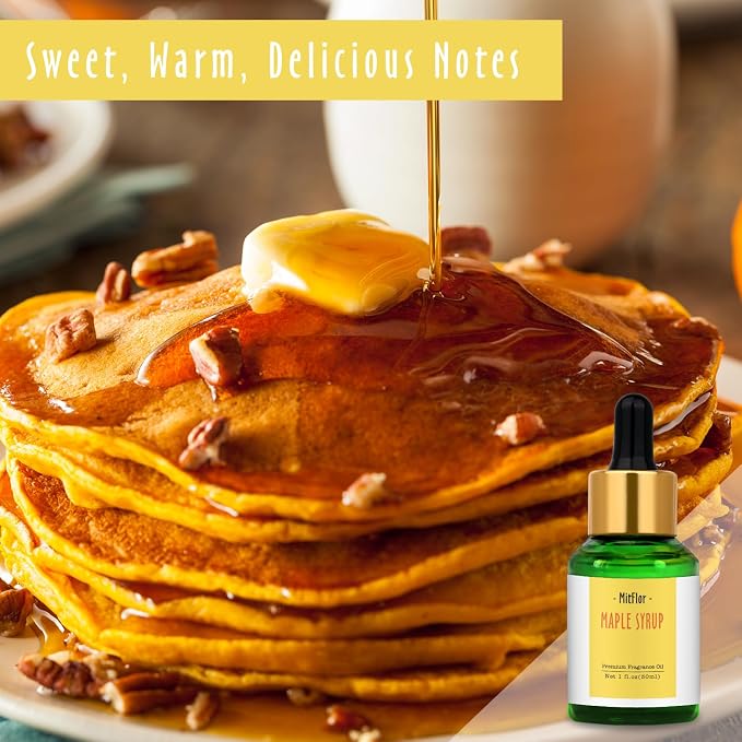MitFlor Maple Syrup Fragrance Oil, 30ml Scented Essential Oils for Diffuser, Premium Fragrance Oil for Candle Soap Making, Sweet Fall Scent for Home Fragrance