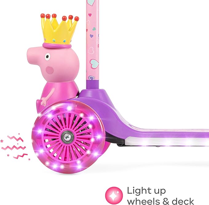 3D Kick Scooter for Kids, Self-Balancing 3 Wheeled Light Up Scooter with Extra Wide Anti-Slip Deck, Rear Brake, Lean to Steer, Lightweight Design, for Kids 3 and up, 75 LB Limit