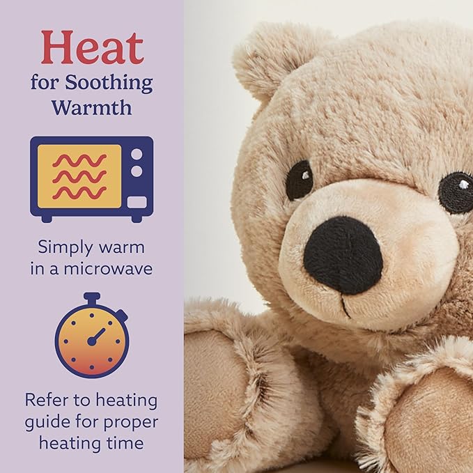 warmies Microwavable & Weighted Stuffed Animals, Brown Bear - Heated Stuffed Animal Plushie for Warmth & Comfort - Cute Soft Plush Toys for Adults & Children (Boys, Girls, Babies & Toddlers)