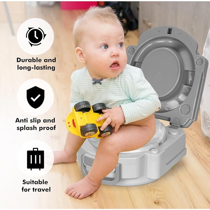Baby Carry Potty,Portable Potty for Toddler Kids Travel,Toddler Potty Toilet, Carry Baby Potty Toddler Toilet Seat for Camping Park Outdoor,Children Car Potty (Gray)
