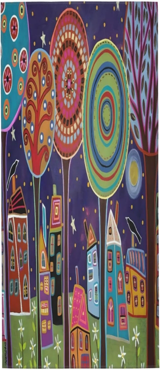 Game Room Colorful Night Landscape Microfiber Towel 12x27.5 Inches, Quick Dry Soft Travel Towel