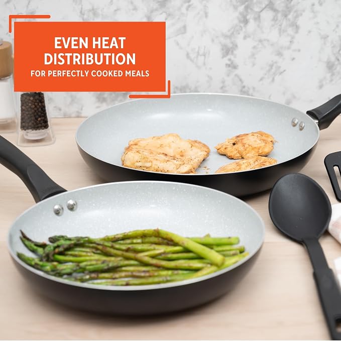 IMUSA Premier Cera Aluminum Gray Ceramic Fry Pan Set & Kitchen Tools | 8 in and 10 in Fry Pans, Stay-Cool Handles, Includes Utensils, Ideal for Kitchen Cooking, Ceramic Nonstick Coating
