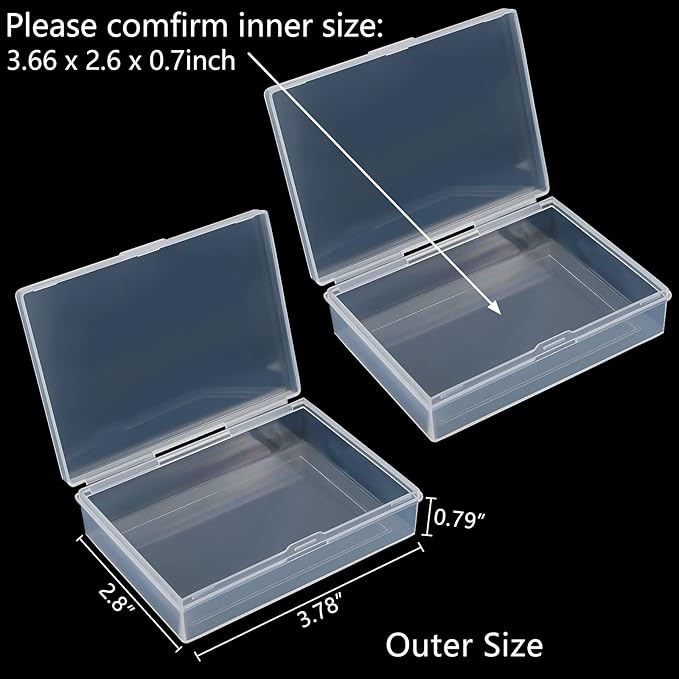 Playing Card Case Box, 3.6''x2.6''x0.8'' Deck Plastic Boxes Gaming Card Holder Organizer Empty Snaps Closed Clear Plastic Sort Storage Box, Pack of 2