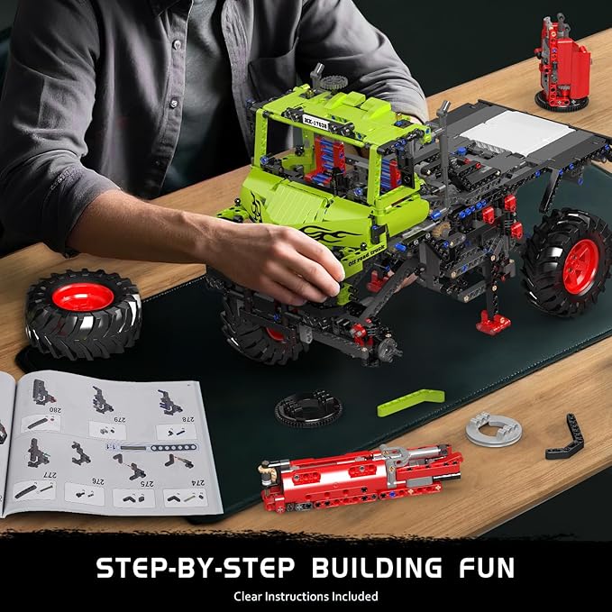 Mould King Offroad Crane Truck Building Blocks Set - Collectible ATV Car Model with Motor, STEM Engineering Toy with Heavy-Duty Tires & Articulating Boom, for Adults to Build (2002+)