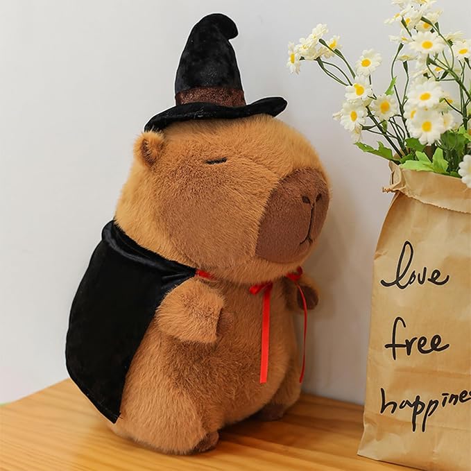 Ditucu Cute Capybara Plush with Magic Top Hat Costume 13 inch Capibara Stuffed Animal Soft Plushies Toys Hugging Gifts for Kids Brown