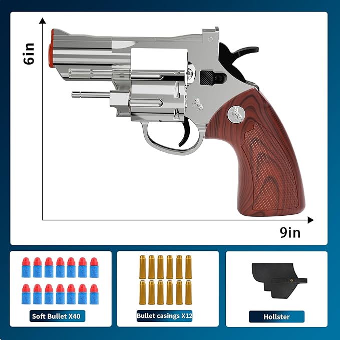 Toy Gun-Soft Bullet Western Cowboy Prop Revolver Gun Plastic Play Guns Pistol for Kids Boys Age 8+ Foam Blaster CS Toy Rifle Sniper Small Hand Gun Cosplay Shoot Games