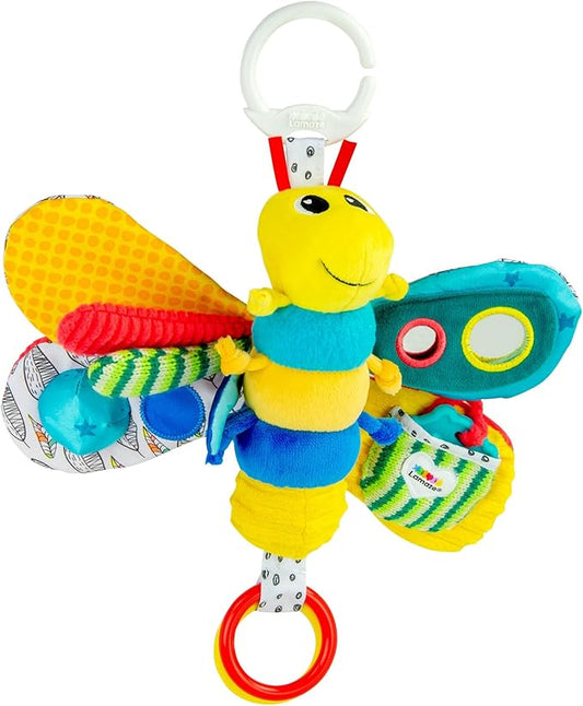 Lamaze Clip On Car Seat and Stroller Toy - Freddie the Firefly - Includes Lady Bug Teether - High Contrast Sensory Crinkle Toys for Babies - Infant Travel Toys - Ages 0 Months and Up