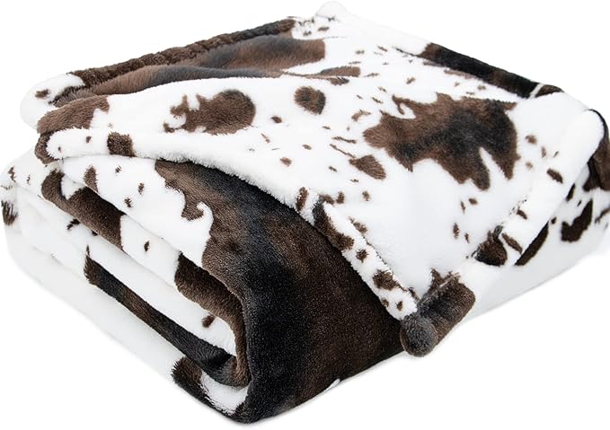 Cow Print Baby Blanket for Kids, Ultra-Soft Warm Cute Toddler Crib Blanket for Nursery Stroller Car Bed, Cow Print Gifts for Boys Girls Birthday, 40x50 Inches
