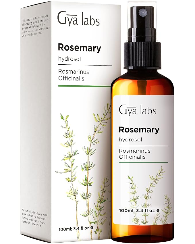 Gya Labs Rosemary Hydrosol - 3.4 Fl Oz - Hydrating Face & Body Mist for Skin Toner & Hair Refresher - As Pillow, Room & Linen Spray for Fresh Scent