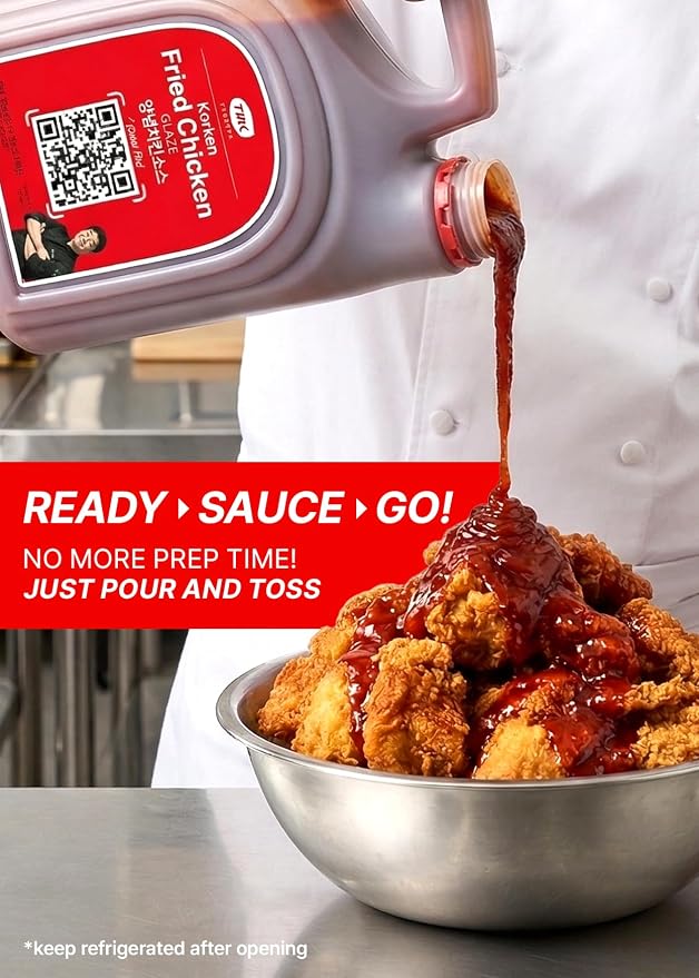 TBK THEBORN Korean Fried Chicken Glaze, Sweet & Spicy Sauce 3.2kg | Ready-to-use glaze with a bold Korean-style sweet and spicy flavor for fried chicken, wings and tenders