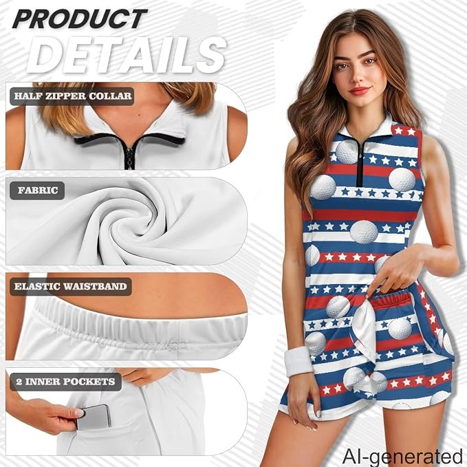 Golf Dress Tennis Dresses for Women with Built in Shorts and Pockets Sleeveless Athletic Dress Workout Dress