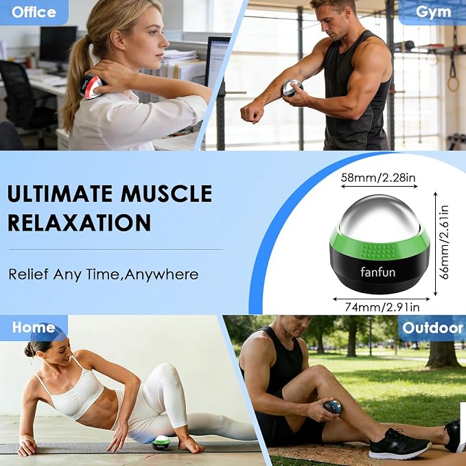Massage Ice Roller Ball - Cold & Heat Therapy Roller for Deep Tissue Massage Pain Relief, Plantar Fasciitis Roller (Black & Green)