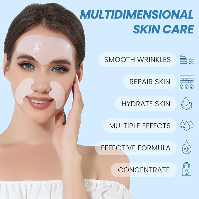 Tripsky Forehead Wrinkle Patches, Smile Line Patches, Wrinkle Patches Overnight Smoothing Facial Wrinkle Patch, Lift Lines for Women & Men (White)