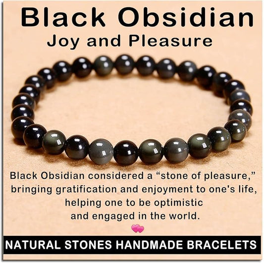 AD Beads Handmade Gemstone Stretch Elastic Bracelet Crystal Healing Reiki Nature's Beauty and Spiritual Essence Unisex