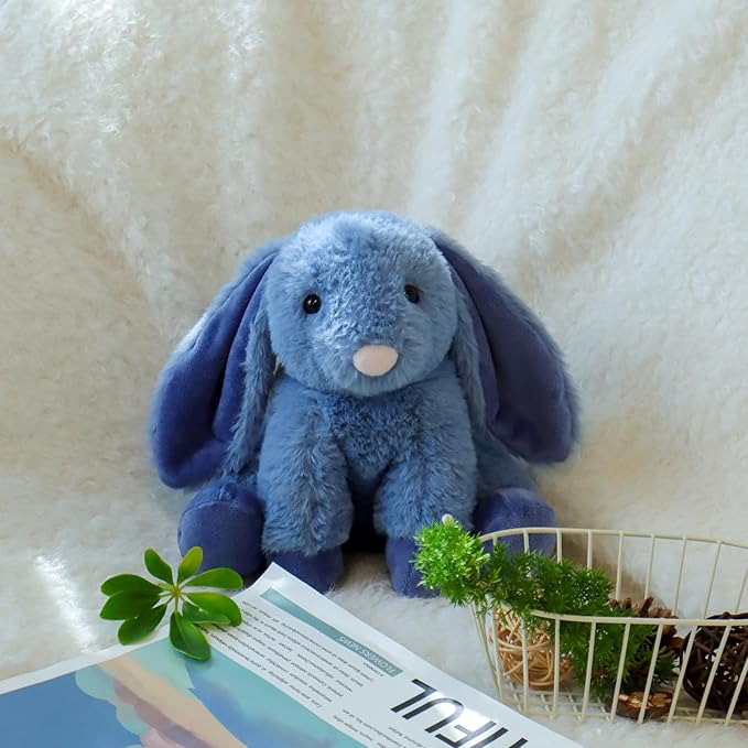 Apricot Lamb Toys Plush Navy Blue Bunny Rabbit Stuffed Animal with Fluffy Soft Ears (Navy Blue Bunny, 8 Inches)