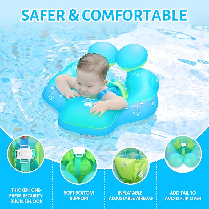 LAYCOL Baby Swimming Float with UPF50+ Sun Canopy Baby Floats for Pool No Flip Overbaby Pool for Baby Age of 3-36 Months