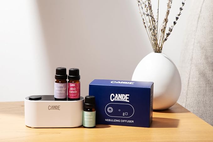 CE CRAFT Waterless Travel Diffuser Gift Set - Rechargeable Diffuser for Aromatherapy - Includes 3 Fragrance Oils - Fragrance Dispenser for Office and Home - Fruity, White