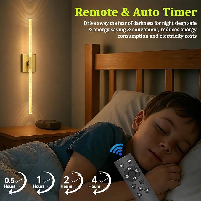 Battery Operated Wall Sconces Set of 2, 10000mAh, Gold Bubble | crystal inspired bubble wall lamp wireless, Remote control & 360° Rotate, for Bedroom Living Room Mirror Decor
