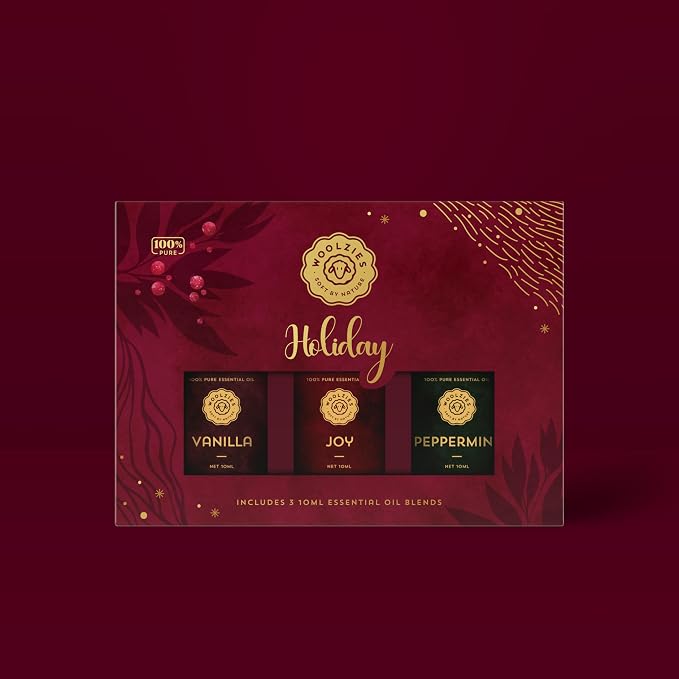 Holiday Essential Oil Set | Seasonal Essential Oils & Blends | Aromatherapy for Winter & Christmas | Perfect for Diffusers, Relaxation, and Holiday Gifts (3 Pack, Holiday Red)