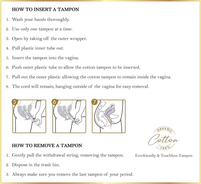 Elixir by Cocó March Organic Cotton Tampons for Women – Certified Organic, Hypoallergenic, Biodegradable Tube, Pull Cord, Sewing Thread, No Harsh Chemicals, High Absorption – Regular 16 Count