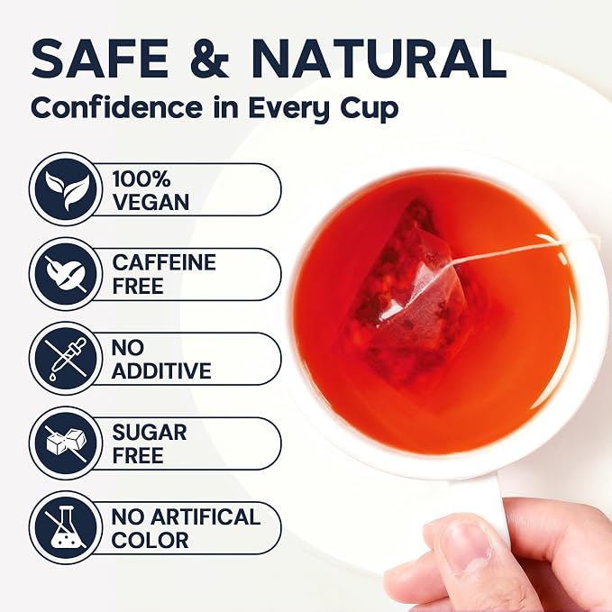 Hibiscus Tea Bags, Hibiscus Flower Herbal Tea - Rich in Vitamin C, Caffeine Free,Sugar Free, 20 Teabags