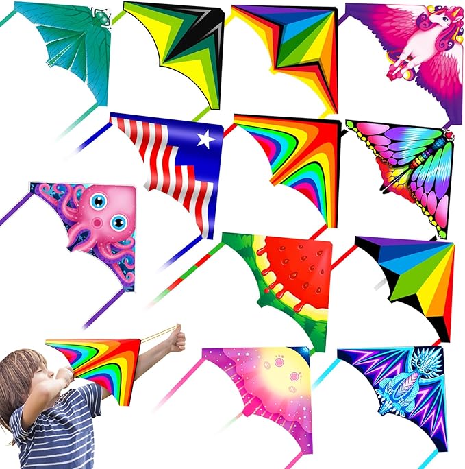 YongnKids 6 Pack/ 20 Pack Mini Kite for Boys Girls Age 3-5 4-8, Finger Launcher Kites Easy to Fly Ejection Flying Toys Kite for Kids Teens Ages Beach Park Backyard Outdoor Sports