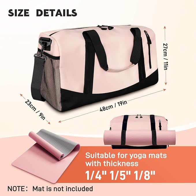 Yoga Mat Bag, Gym Workout Bag with Water Bottle Pocket, Pilates Bag for Women with Wet & Dry Pocket, Yoga Bags and Carriers Fits All Your Stuff, Yoga Tote Bag for Sports Travel Office