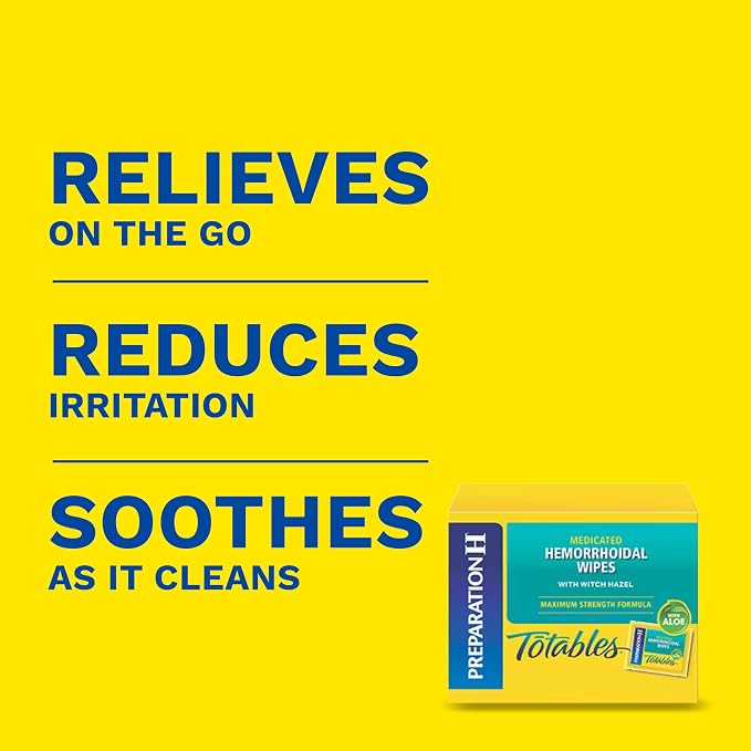 Preparation H Hemorrhoid Flushable Wipes with Witch Hazel for Skin Irritation Relief - 48 Count (Pack of 24)