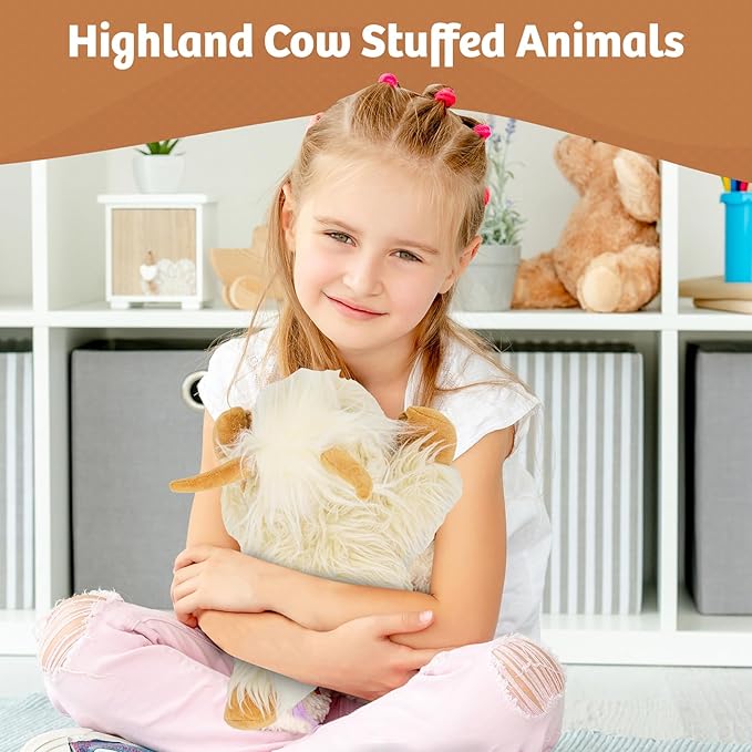 MARYSUN Microwavable Highland Cow Stuffed Animal Toy - Weighted Heating Pad Stuffed Animal Gift for Girls and Kids 1.65LB