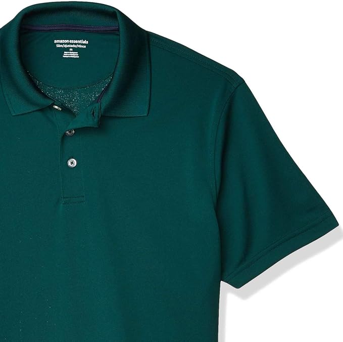 Amazon Essentials Men's Moisture Wicking Golf Polo Shirt, Short Sleeve, Slim-Fit, Quick-Dry, Active Wear