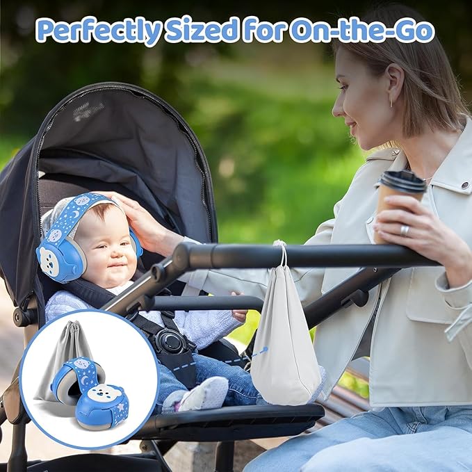Baby Earmuffs-Infant Ear Protection for Babies 0-36 Months,Infant Headphones with Little Bear Design Noise Cancelling Headphones for Improves Sleep,Baby Travel Essentials for Airplane/Sleep