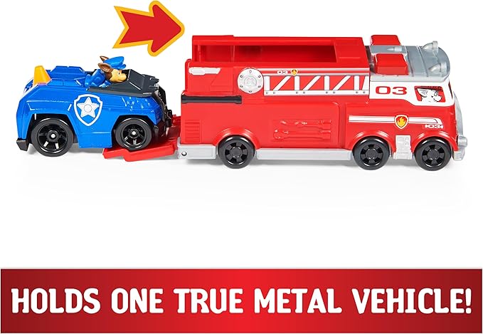 Paw Patrol, True Metal Firetruck Die-Cast Team Vehicle with 1:55 Scale Chase Toy Car, Kids Toys for Ages 3 and up
