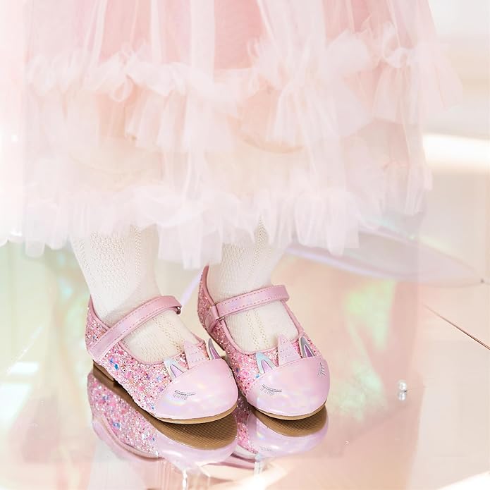 THEE BRON Mary Jane Ballet Flats - Girls' Dress Shoes with Hook & Loop Closure